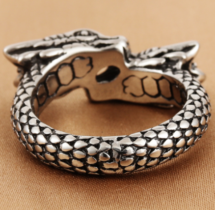 Anillo Retro de Dragón Chino en Acero de Titanio (Europeo y Americano)