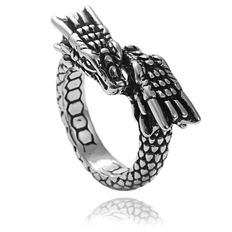 Anillo Retro de Dragón Chino en Acero de Titanio (Europeo y Americano)